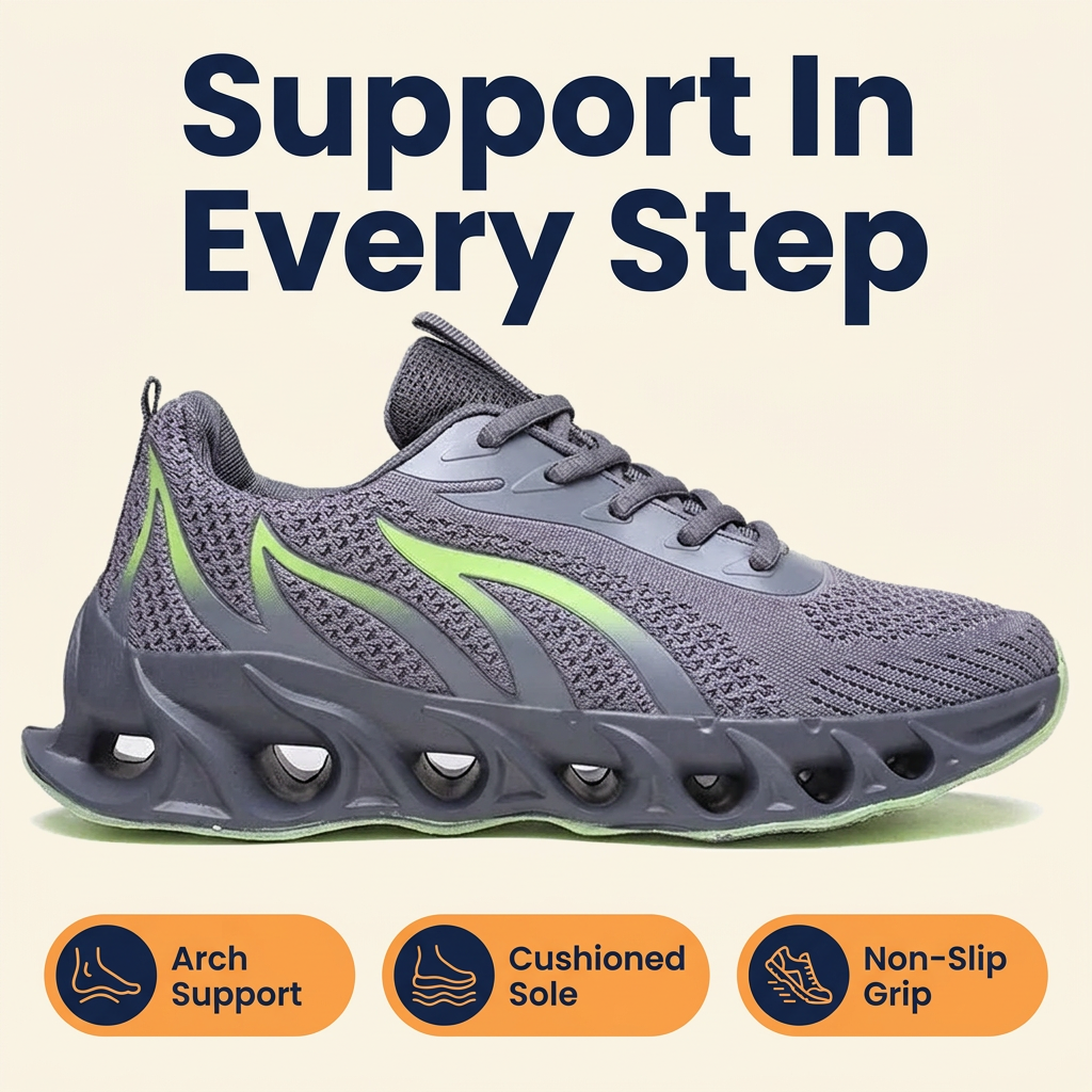 Men's Orthopedic Running Shoes – Arch Support Walking Sneakers with Cushioned Non-Slip Sole, 7 Colors