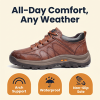 Men's Orthopedic Leather Shoes – Waterproof Arch Support Walking Shoes with Non-Slip Rubber Sole