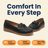 Women's Orthopedic Leather Loafers – Slip-On Moccasin Walking Flats with Arch Support & Wide Toe Box