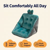 Chair Cushion with Backrest for Tailbone & Back Pain – Plush One-Piece Seat & Back Support Pad with Side Wings, 7 Colors