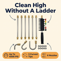 4000 PSI Telescoping High Pressure Washer Wand Set for Gutter & Roof Drainage & Walls Cleaning
