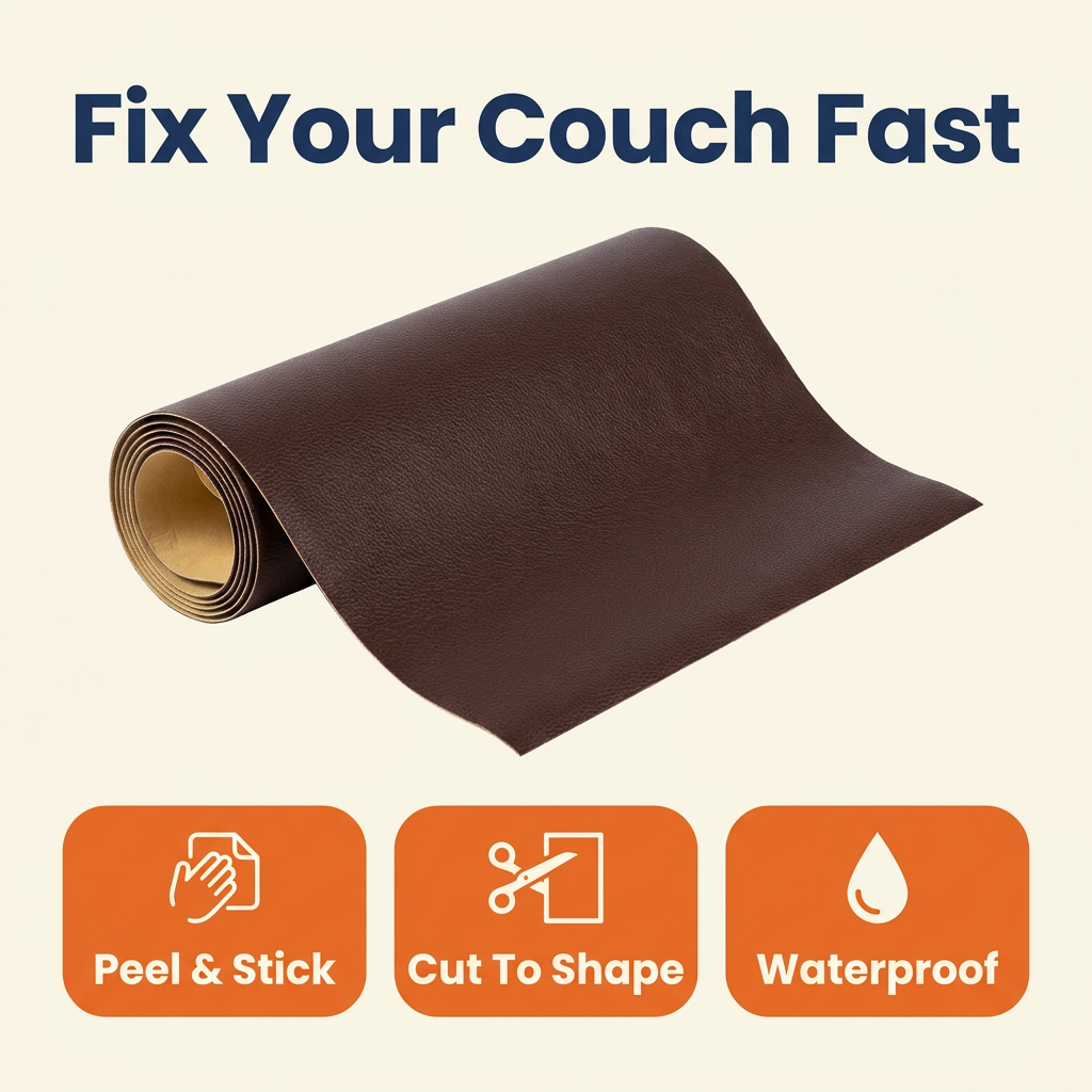 Self-Adhesive Leather Repair Patch – Large 19.7 x 53.9 in Cuttable Faux Leather Sheet for Sofas & Chairs, 8 Colors