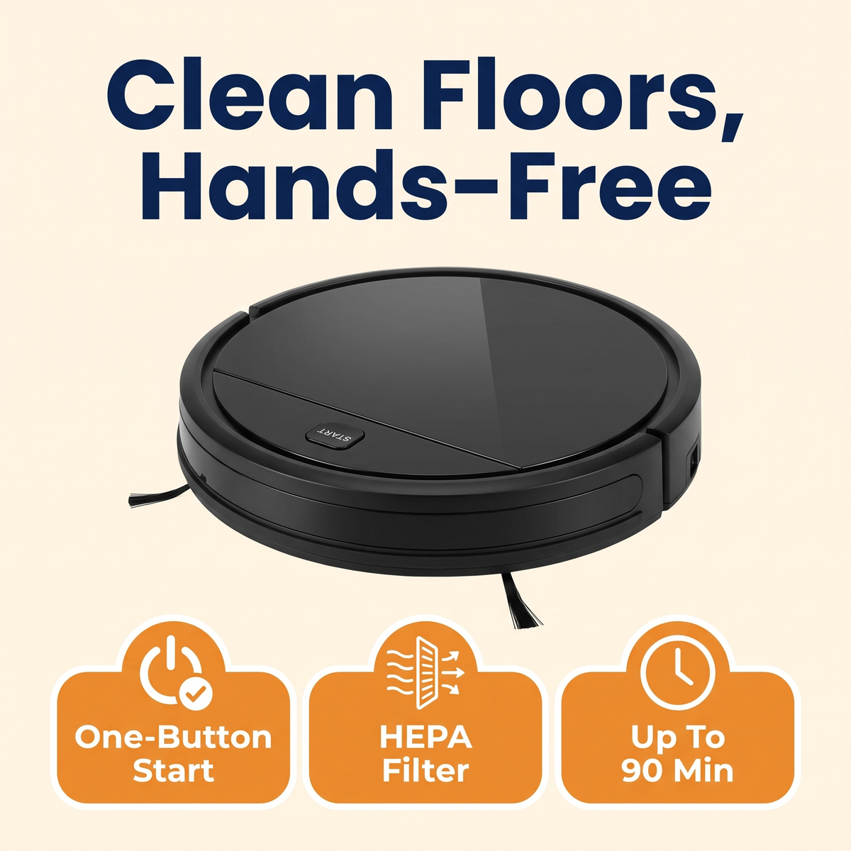 Smart robot vacuum cleaner with ultra-quiet cleaning and HEPA filtration