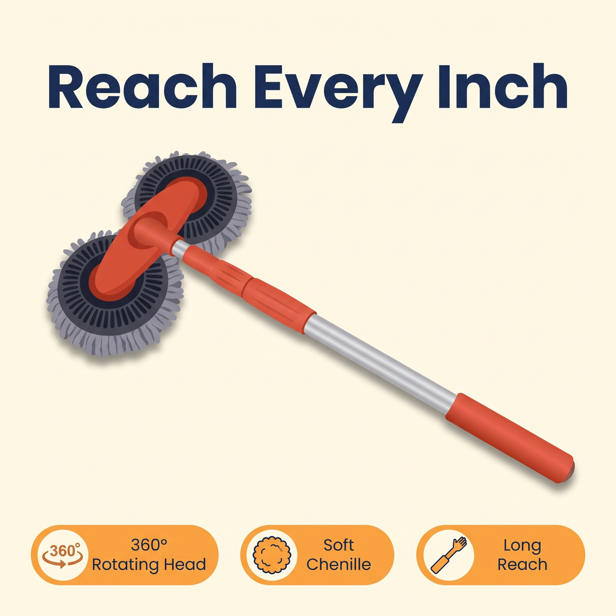 Car Wash Brush with Rotating Head