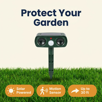 Solar Animal Repeller – Ultrasonic Outdoor Deterrent with Motion Sensor & Flashing Light for Deer, Squirrels, Cats