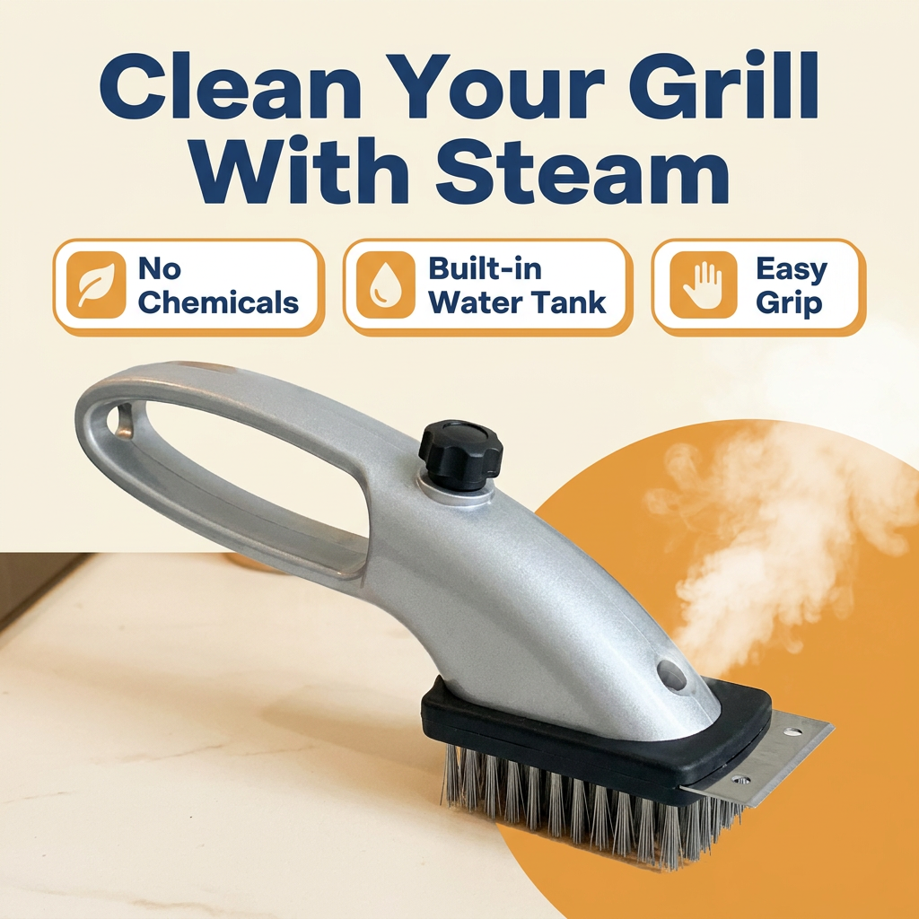 Steam Grill Brush – Stainless Steel BBQ Cleaner with Water Tank (CLAUDE VERSION 3)