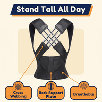 Full Back Posture Corrector Vest – Upper & Lower Back Brace with Spine Support Plate & Wide Shoulder Straps, Unisex S–2XL