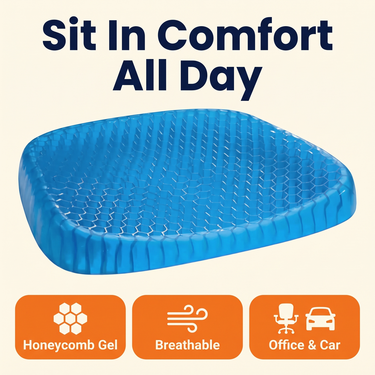 Orthopedic Gel Seat Cushion | Pressure Relief - Tailbone Pain - Lower Back Support - For Office Chair - Car - Wheelchair Use