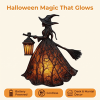 Halloween Witch Table Lamp Spooky Desk Decor Light