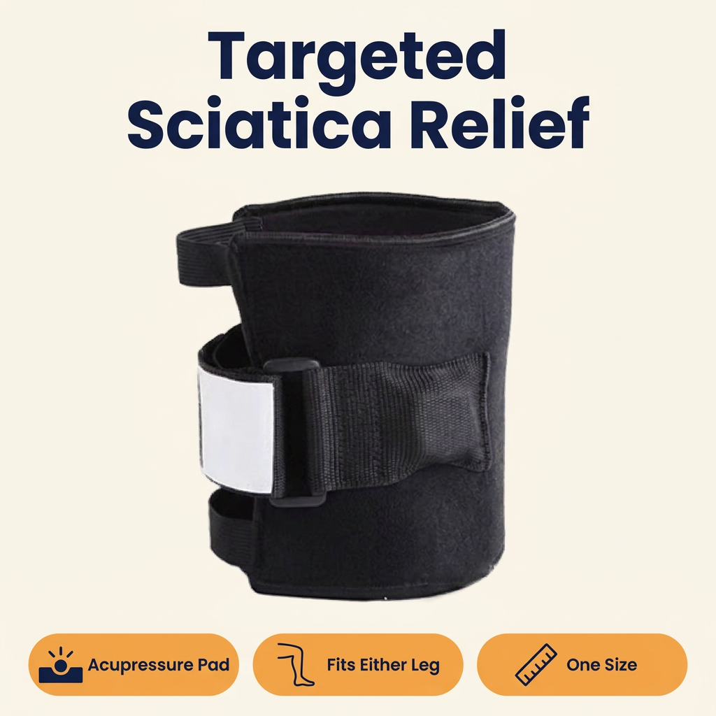 Sciatica Pain Relief Brace – Acupressure Knee Wrap for Sciatic Nerve, Lower Back & Leg Pain, Adjustable One Size