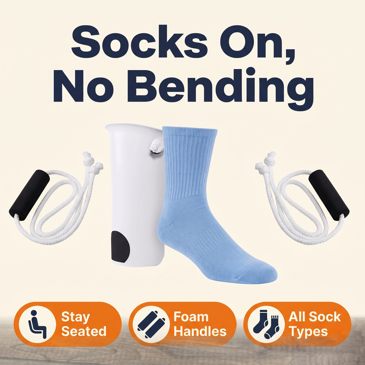 No Bend Sock Wearing Device for Elderly and Handicapped