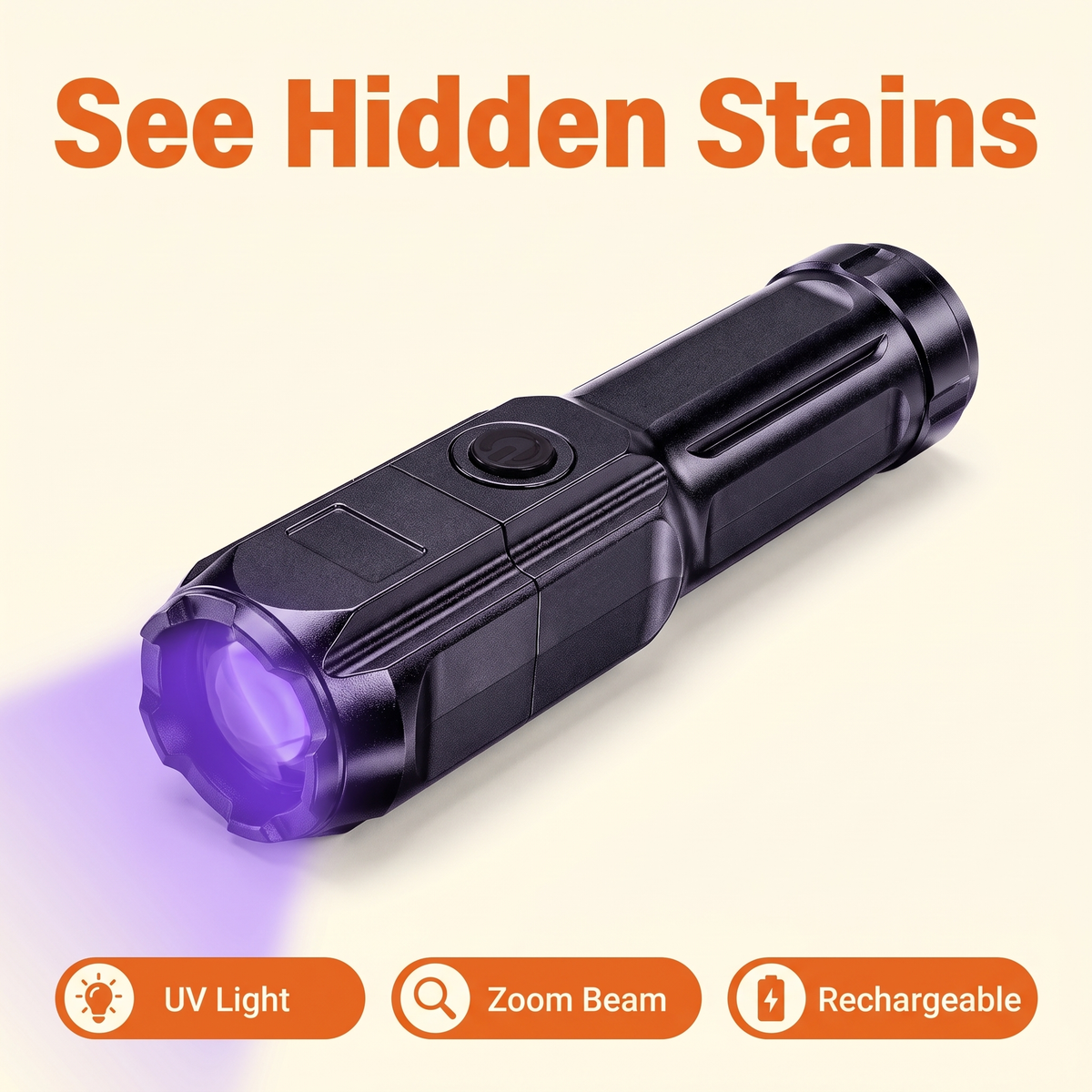 Rechargeable Ultraviolet UV Flashlight, Zoomable