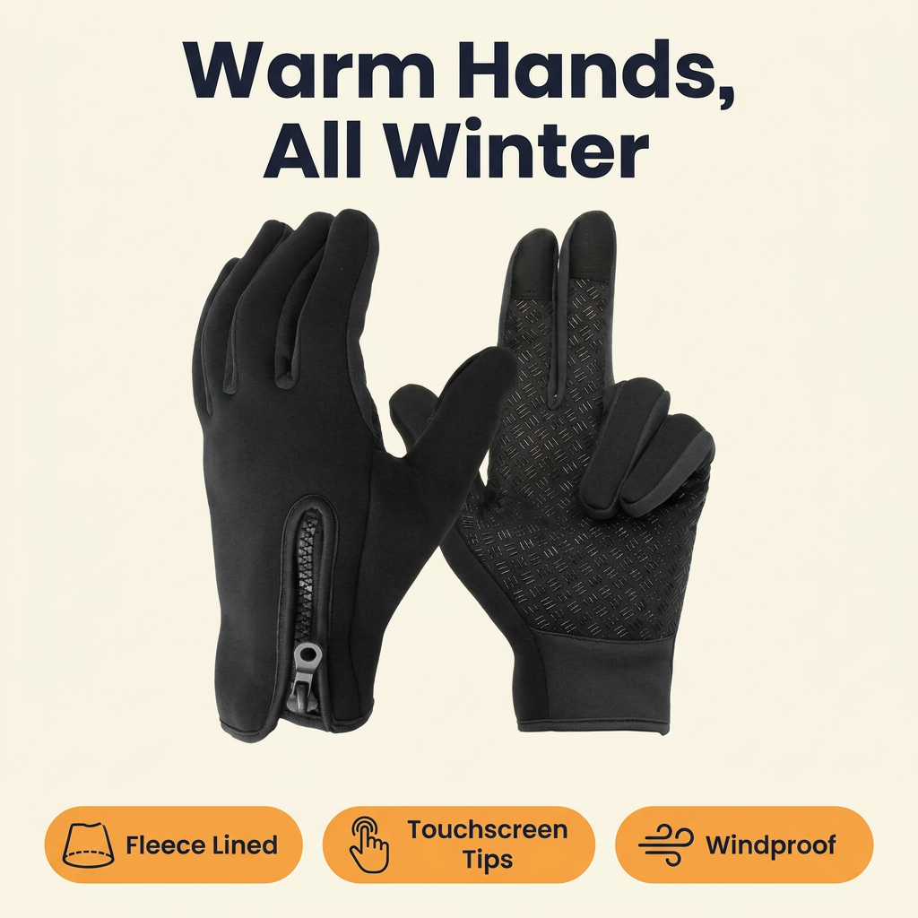 Thermal Touchscreen Winter Gloves – Windproof, Waterproof Fleece-Lined Gloves for Cycling, Skiing & Driving, Men & Women