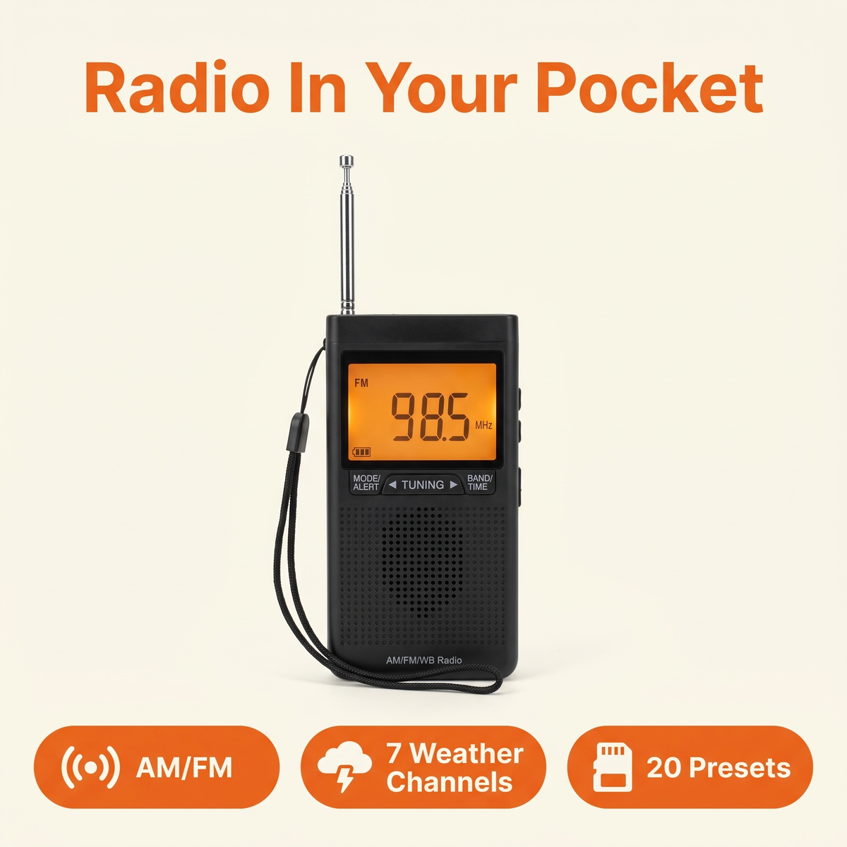 Portable Pocket AM/FM Radio