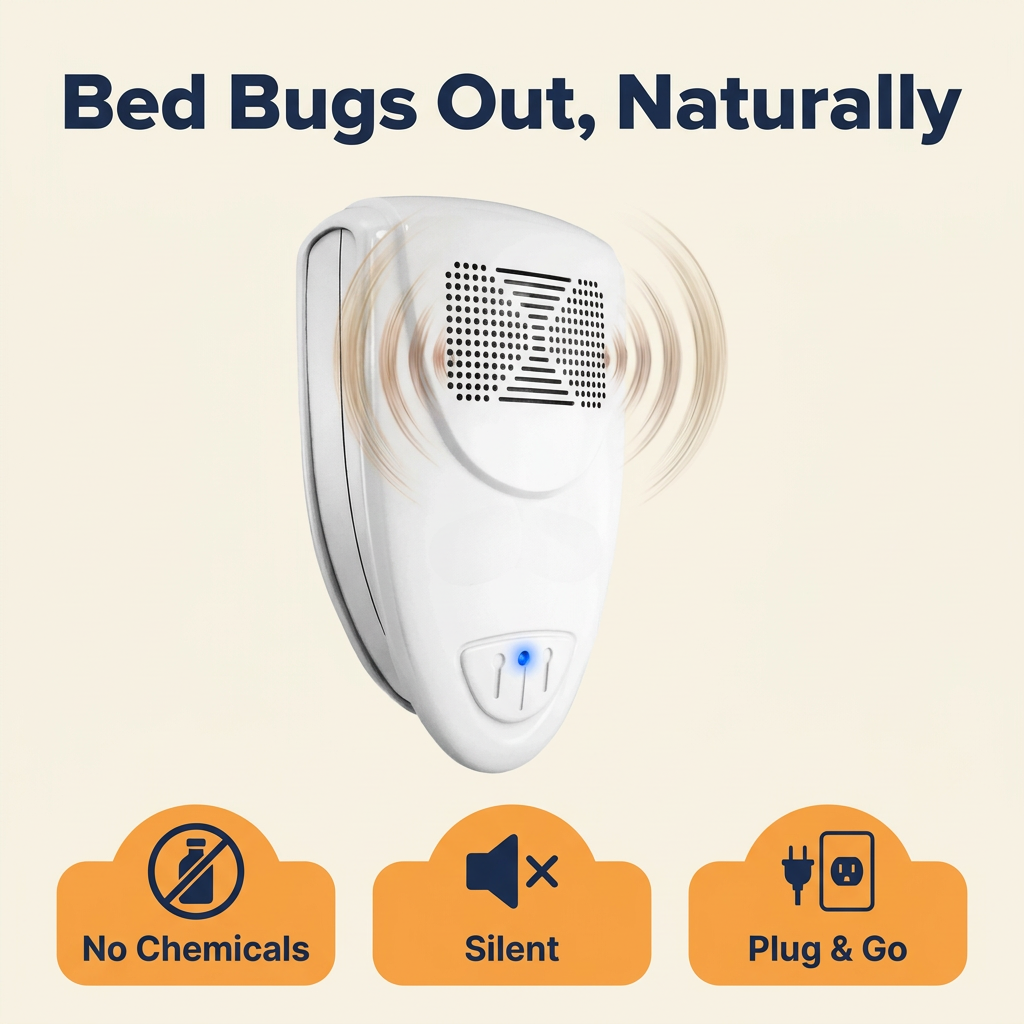 Ultrasonic Bed Bug Repeller – Plug-In Pest Repeller to Get Rid of Bed Bugs in 48 Hours, Chemical-Free & Silent