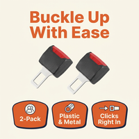 Seat Belt Clip Extender 2-Pack – Car Seat Belt Buckle Extension for Easier Buckling, Plastic & Metal