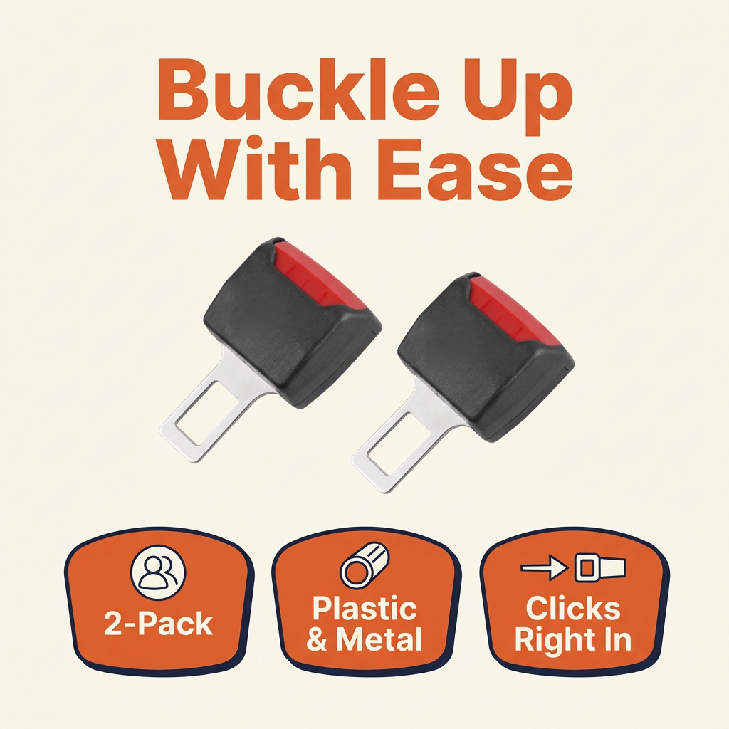 Seat Belt Clip Extender 2-Pack – Car Seat Belt Buckle Extension for Easier Buckling, Plastic & Metal