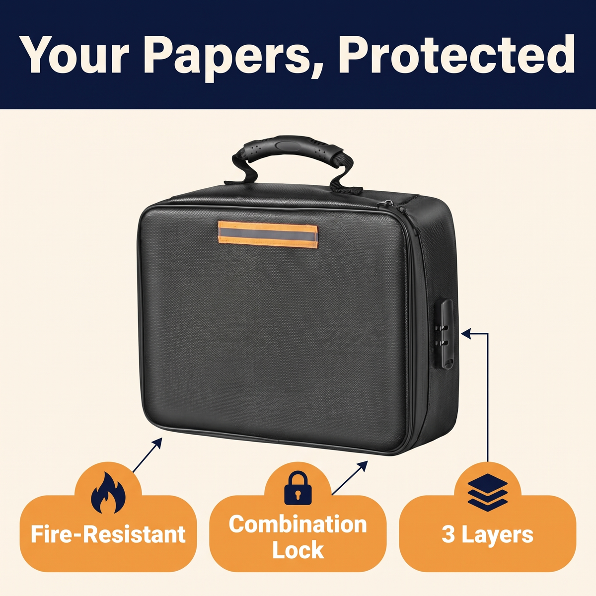 Waterproof Fireproof Document Cash Safe Bag