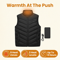 Unisex Heated Vest with 10,000 mAh Power Bank – 9 Heating Zones, 3 Heat Settings, Up to 8 Hours Warmth