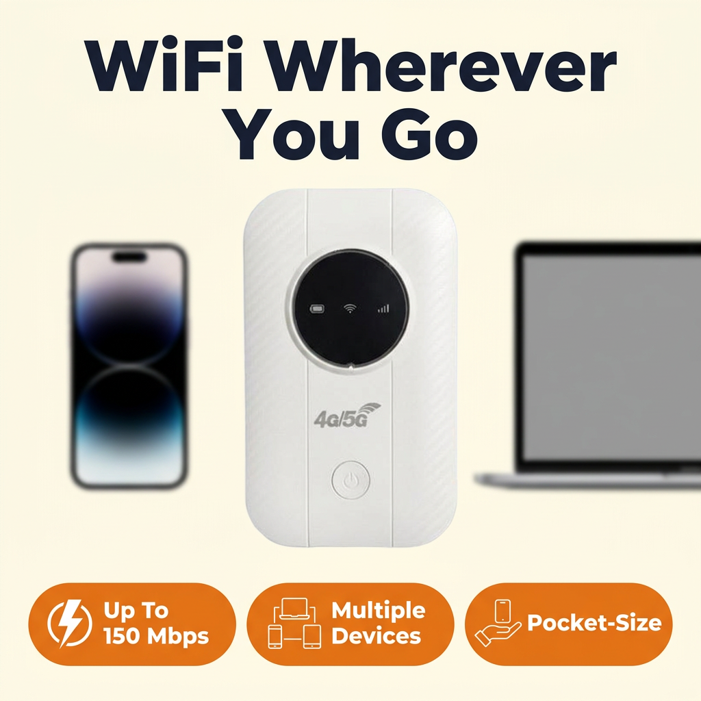 Portable WiFi Hotspot – Pocket 4G/5G Mobile Router up to 150 Mbps for Travel & Multiple Devices
