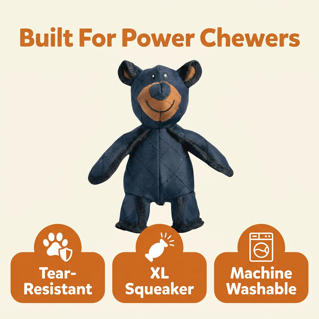 Durable Dog Chew Toy for Heavy Chewers – Tough Bear & Crocodile Toys with Tear-Resistant Stitching, Machine Washable