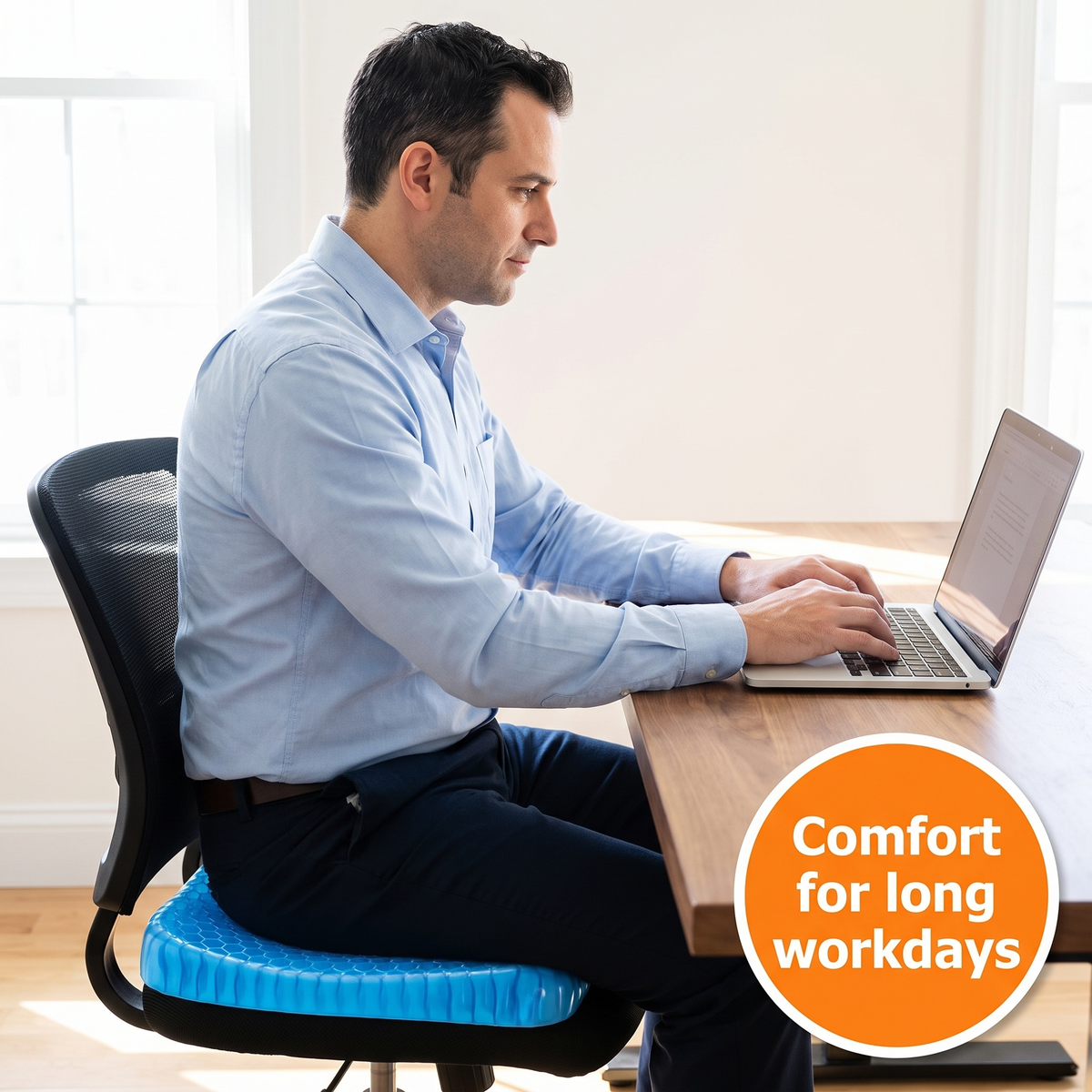 Orthopedic Gel Seat Cushion | Pressure Relief - Tailbone Pain - Lower Back Support - For Office Chair - Car - Wheelchair Use