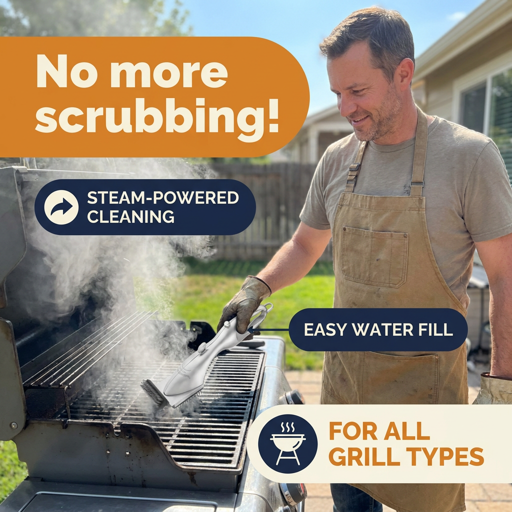 Steam Grill Brush – Stainless Steel BBQ Cleaner with Water Tank (CLAUDE VERSION 4)