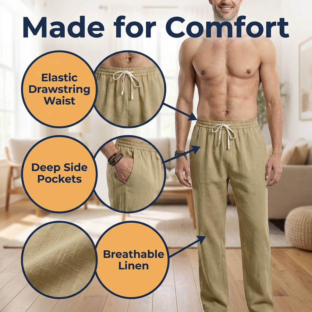 Men's Relaxed Linen Trousers – Breathable Summer Pants (CLAUDE VERSION 2)