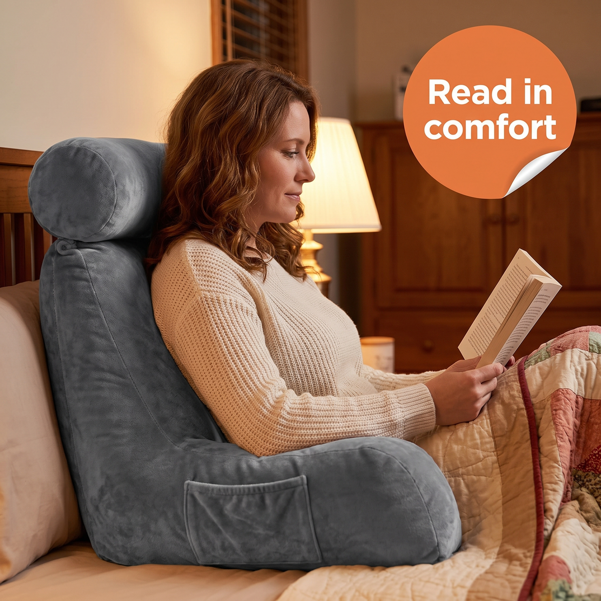 Reading Bed Pillow with Arms