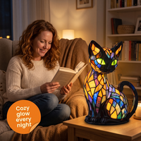 Stained Glass Cat Table Lamp