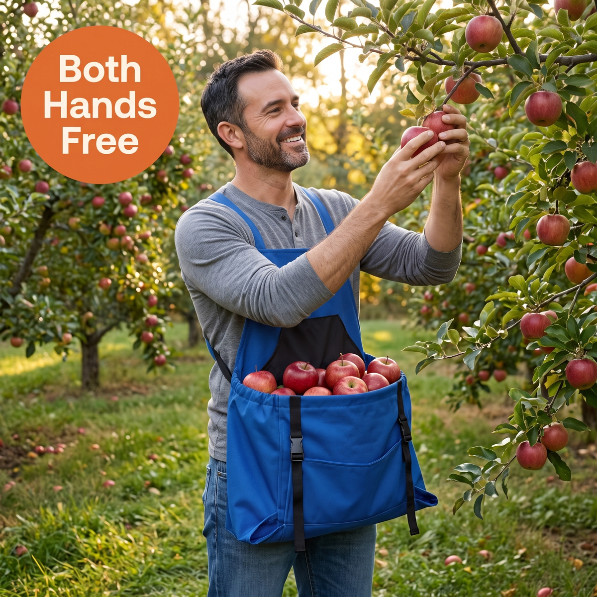 Durable Harvesting Apron With Drop-Release Pouch