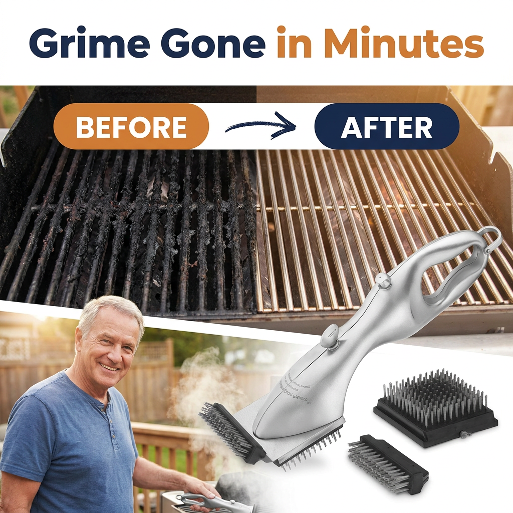 Steam Grill Brush – Stainless Steel BBQ Cleaner with Water Tank
