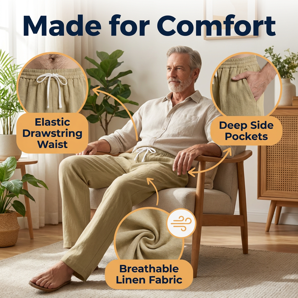 Men's Relaxed Linen Trousers – Breathable Summer Pants