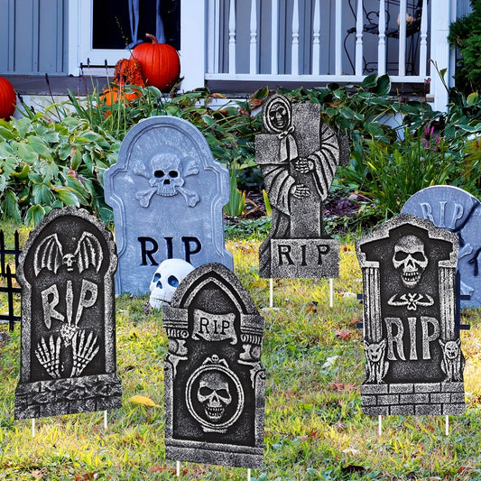 Halloween Tombstone Gravestones with Stakes
