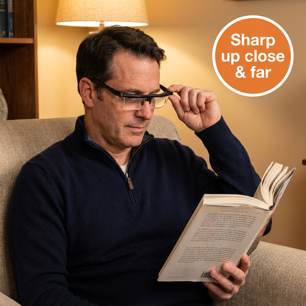 Adjustable Focus Glasses – Dial-Adjust Reading & Distance Eyeglasses, No Prescription Needed, Lightweight