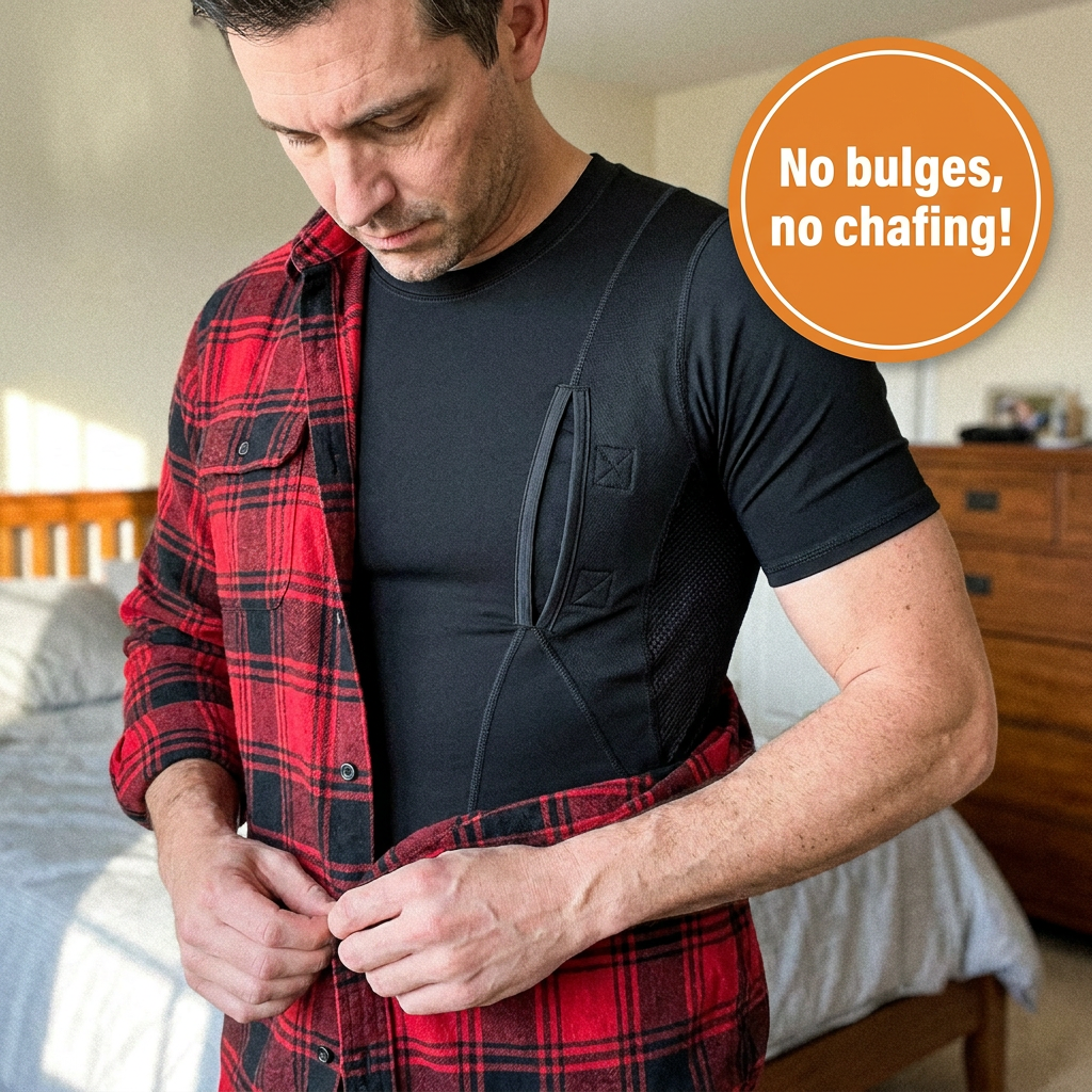 Concealed Carry Holster T-Shirt – Compression Undershirt with 2 Side Holster Pockets, Moisture-Wicking