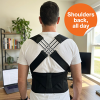 Posture Corrector for Back Pain – Adjustable Back Brace with X-Shaped Elastic Straps & Lumbar Waist Belt, Men & Women