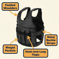Adjustable Weighted Vest – Holds Up to 110 lb, Oxford Cloth Workout Vest for Strength Training (Weights Not Included)
