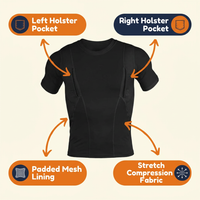 Concealed Carry Holster T-Shirt – Compression Undershirt with 2 Side Holster Pockets, Moisture-Wicking