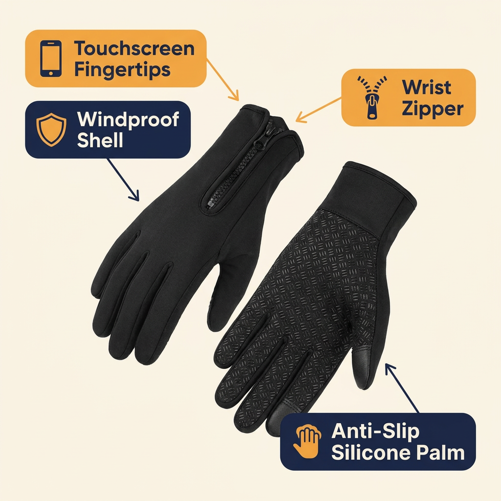 Thermal Touchscreen Winter Gloves – Windproof, Waterproof Fleece-Lined Gloves for Cycling, Skiing & Driving, Men & Women
