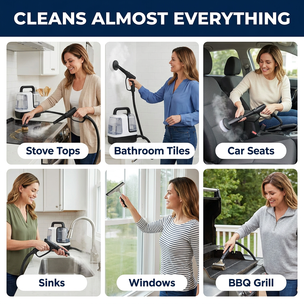 Portable Steam Cleaner with Spray Gun – 6 Steam Levels, 1200 ml Tank (CLAUDE VERSION 2)