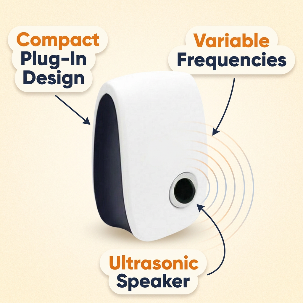 Ultrasonic Squirrel Repeller – Electronic Pest Deterrent for Squirrels, Bats, Mosquitoes & Spiders, Chemical-Free