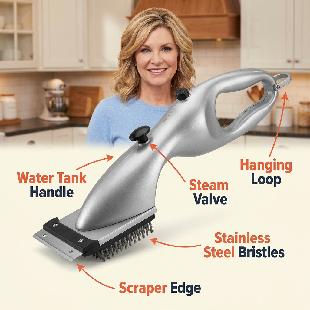 Steam Grill Brush – Stainless Steel BBQ Cleaner with Water Tank (CLAUDE VERSION 2)