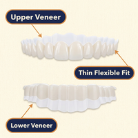 Snap-On Veneers Upper & Lower Set – Cosmetic Teeth Covers with Moldable Custom Fit, Natural White