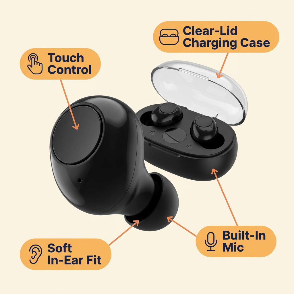 Wireless Sleep Earbuds – Bluetooth 5.3 Mini In-Ear Headphones, IPX5 Water Resistant, Noise Reduction & Charging Case