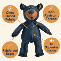 Durable Dog Chew Toy for Heavy Chewers – Tough Bear & Crocodile Toys with Tear-Resistant Stitching, Machine Washable