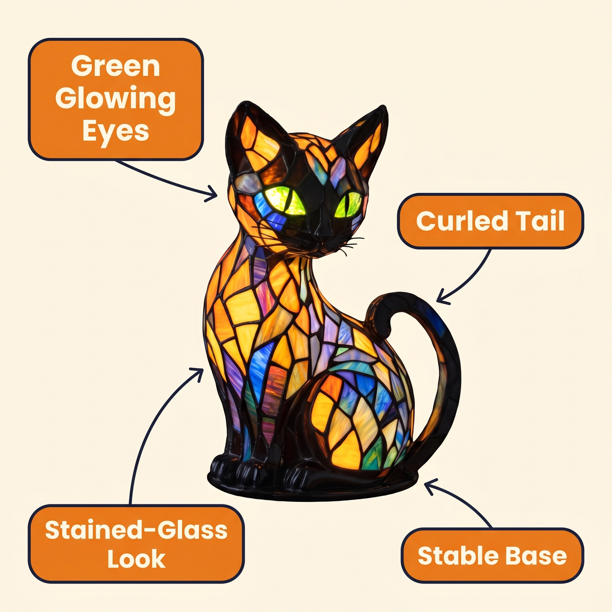Stained Glass Cat Table Lamp