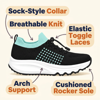 Orthopedic Walking Sneakers – Slip-On Knit Shoes with Arch Support, Wide Toe Box & Cushioned Rocker Sole