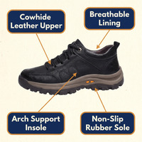 Men's Orthopedic Leather Shoes – Waterproof Arch Support Walking Shoes with Non-Slip Rubber Sole