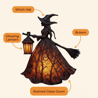 Halloween Witch Table Lamp Spooky Desk Decor Light